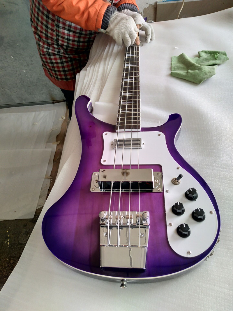 Quality Rick 4003 model Ricken 4 strings Electric Bass guitar in blue color Chrome hardware optional free shipping