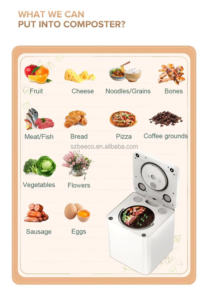 AI 5.2 Liters Tabletop Compost Machine Instant Kitchen Composter Low Noise With LCD Display
