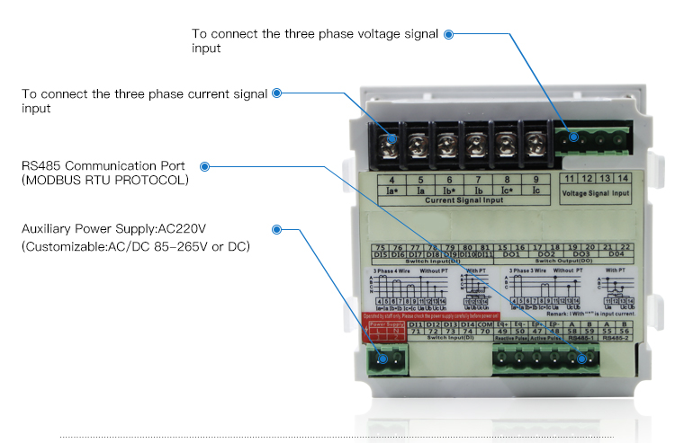 LCD Display Ethernet Power Meter Detector Multi-Function Meter
