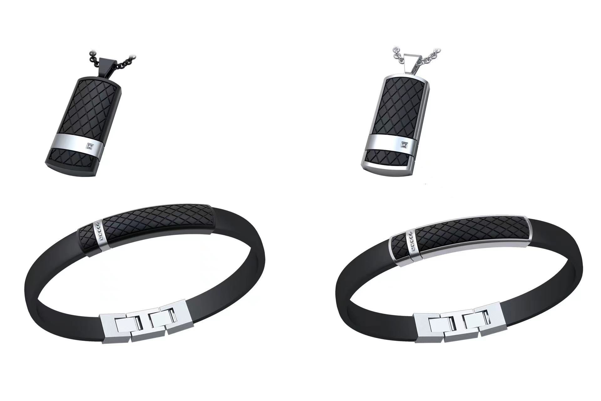 Customized Watch Chain Pendant And Bracelet Set Stainless Steel Men's Luxury Jewelry