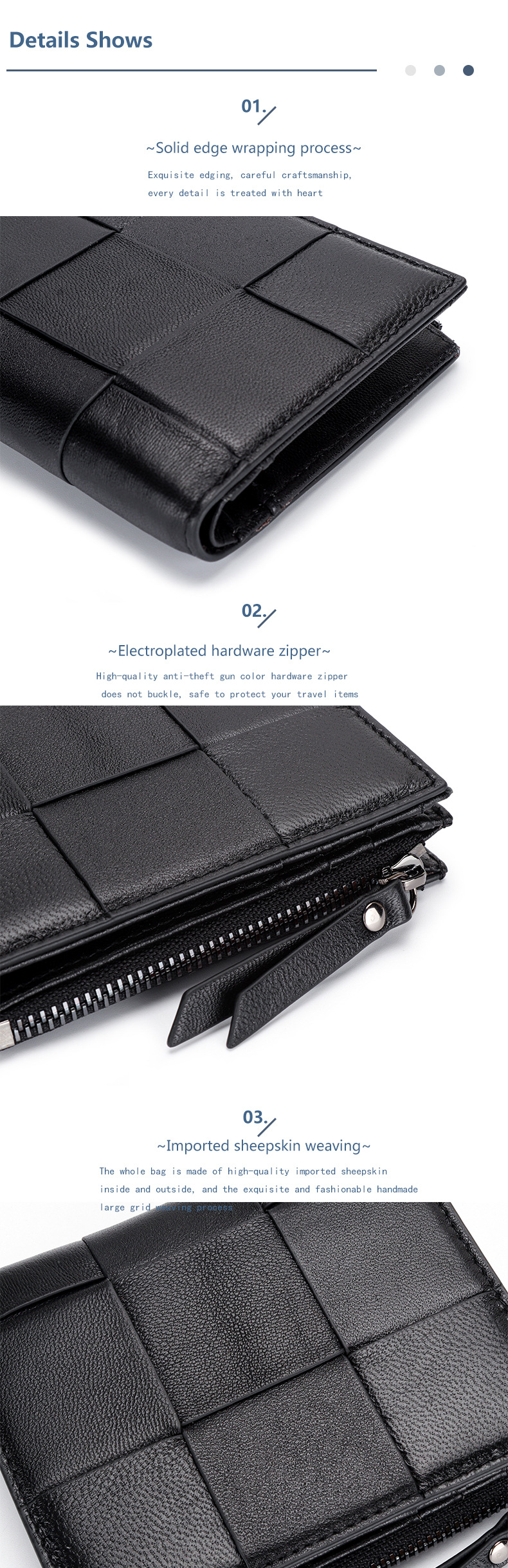 Genuine Leather Hand-woven Coin Purse Short Wallet for Men Women Unisex Sheepskin Wallet