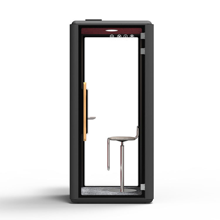 Acoustic Soundproof Office Pod Black Red Private Space Modular Structure