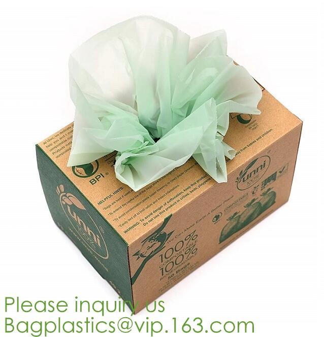 Eco-friendly Roll Compostable Plastic Bag Drawstring Biodegradable Garbage Bags,cornstarch custom compostable biodegrada