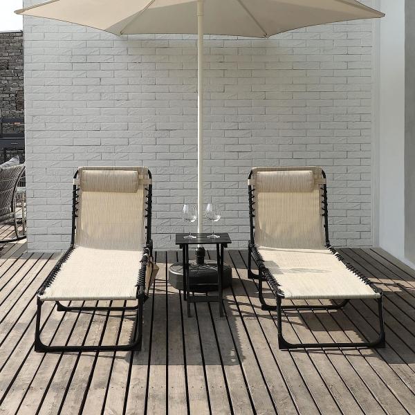 Patio Chaise Lounge Chair for Outdoor with Detachable Pocket and Pillow,