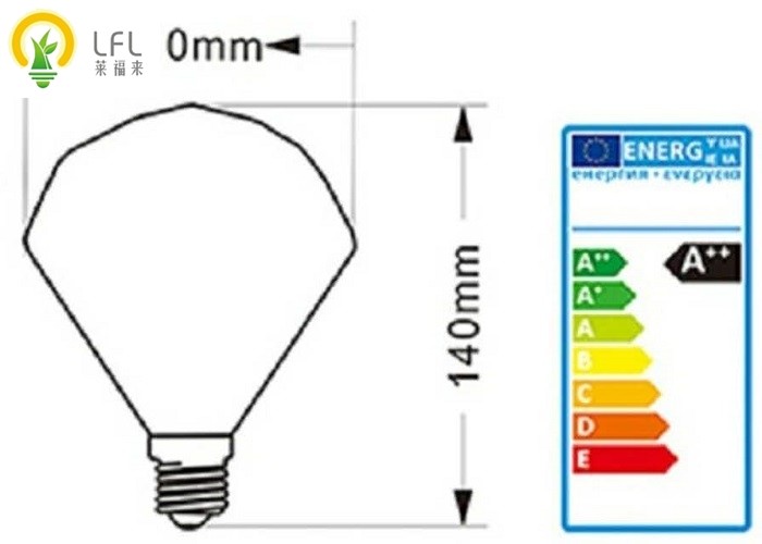 4W 2200K Flat Diamond Decorative LED Bulbs With Golden Glass D64*148mm