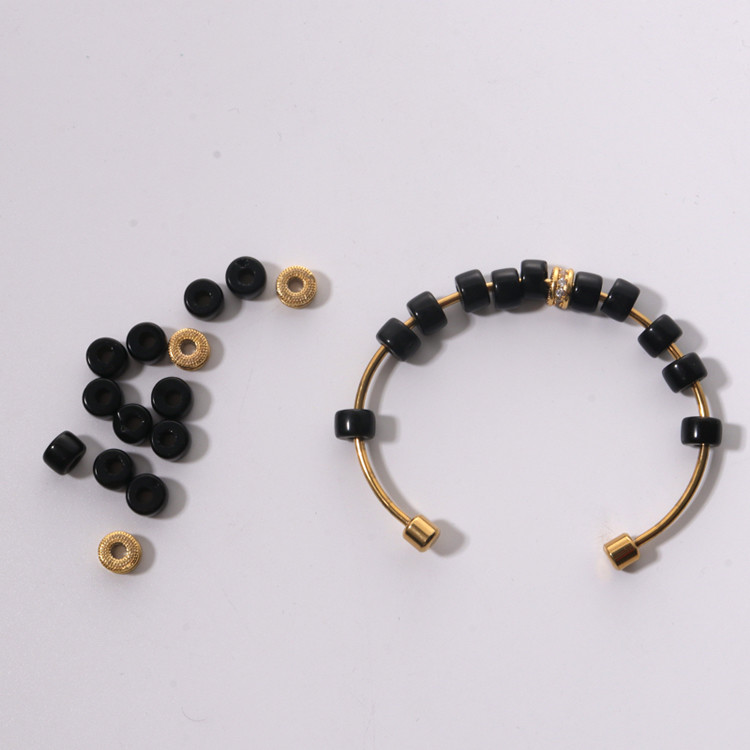 18.5cm Handmade Beaded Bangles , Stainless Steel Forte Beads Bracelet multicolor