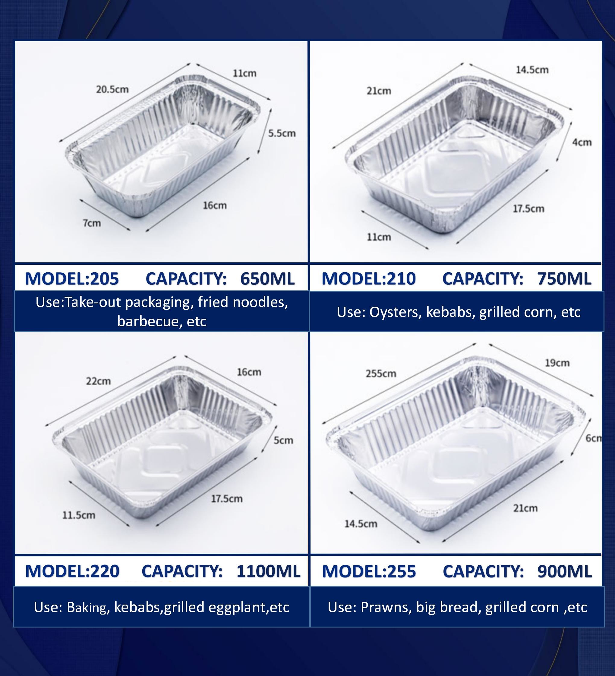 211 750ML Aluminium Foil Tiffin Box 210*140*48mm For Barbecue