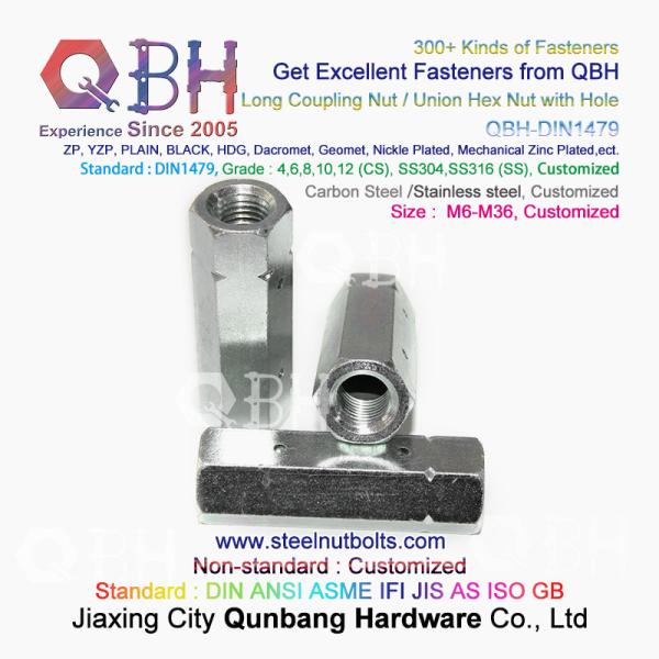 QBH DIN 1479 SS304 SS316 M6-M36 Stainless Steel Hole Long Hex Nut Hexagon