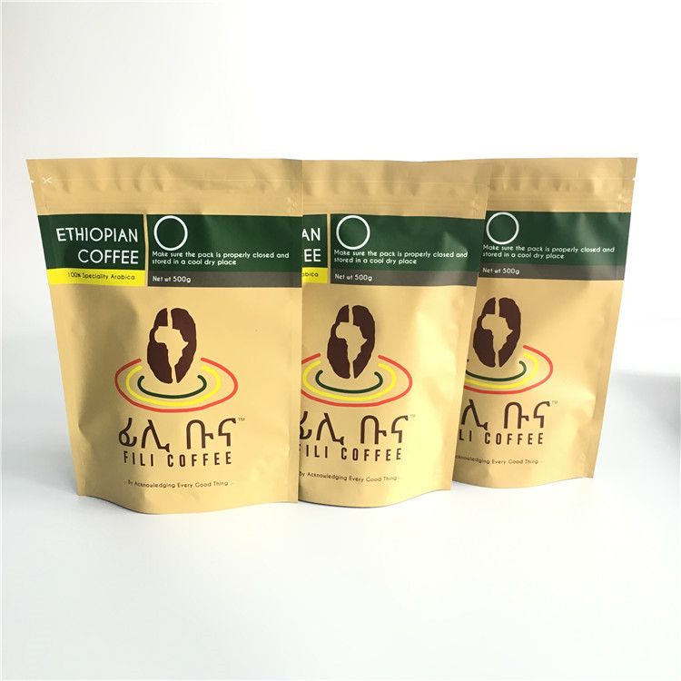 Matte Stand Up Tea Bags Packaging Plastic Zipper Coffee Bag With One Way Degassing Valve