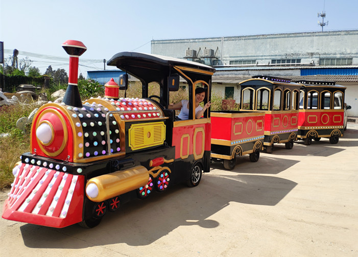 19 People Train Kiddie Ride Fiberglass Steel Material 3 KW Power
