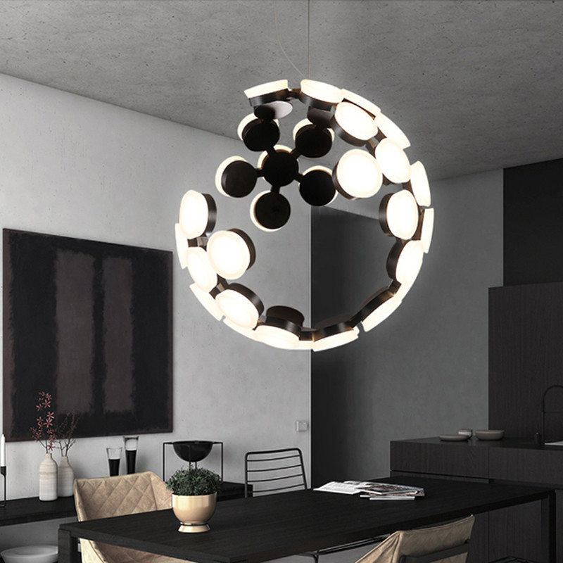 Nordic Home Black Moon Chandelier Art Creative Living Room Bedroom Scopas Chandelier(WH-MI-328)