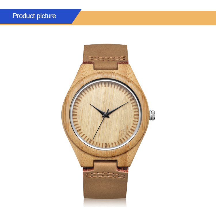 New Style Diy Canvas Wooden Quartz Watch With Genuine Leather Strap