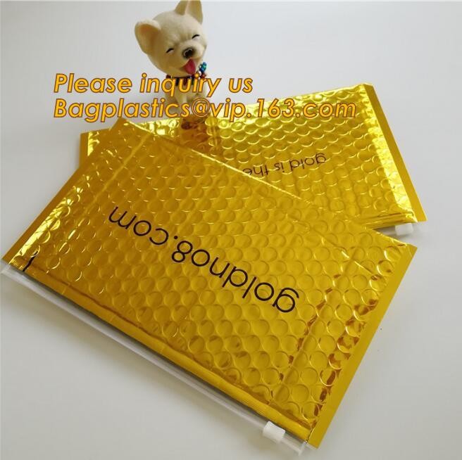 air mail metallic holographi rose gold bubble padded mailer / Zip lockkk bubble bag/ slider bubble bag,Holographic Factory