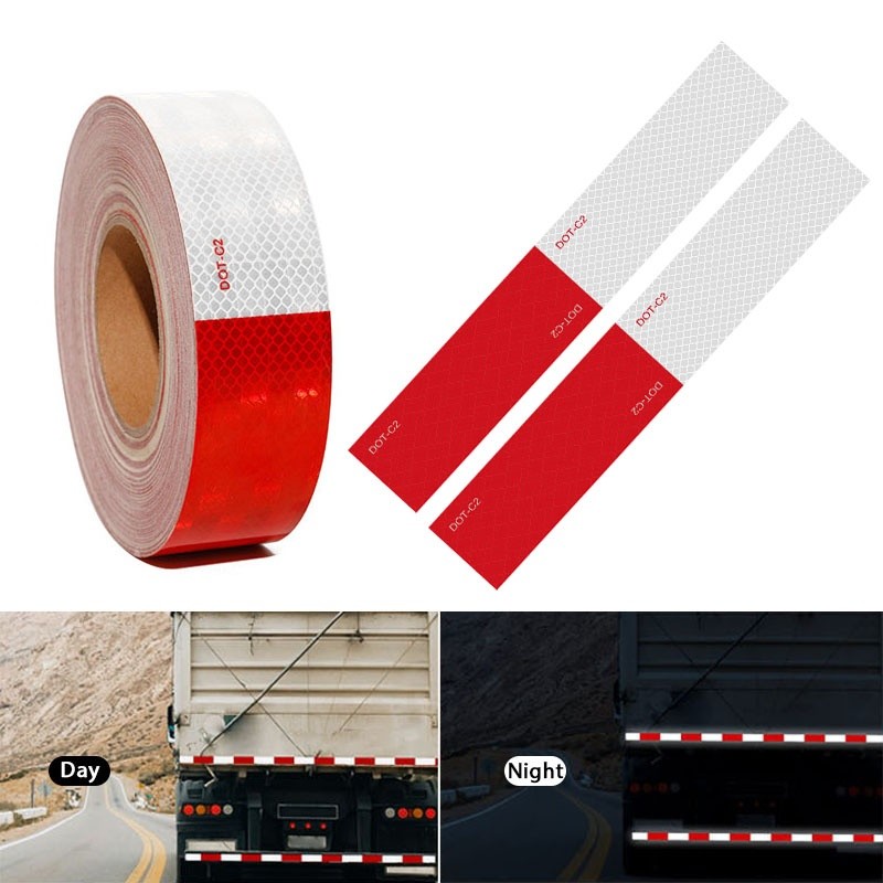 Red And White Prismatic DOT-C2 Vehicle Safety Marking Reflective Tapes For Truck And Trailers