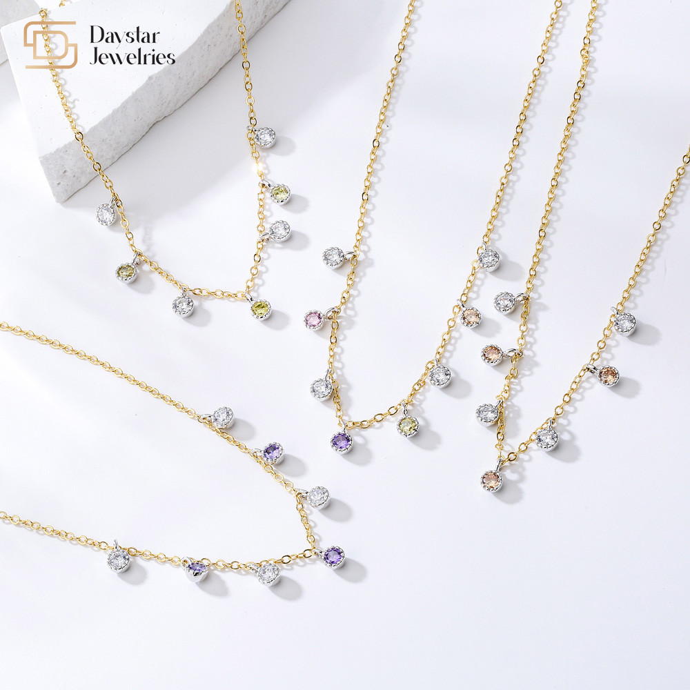 Diamond Zircon Letter Pendant Necklace Stainless Steel Jewelry DIY Gold Plated