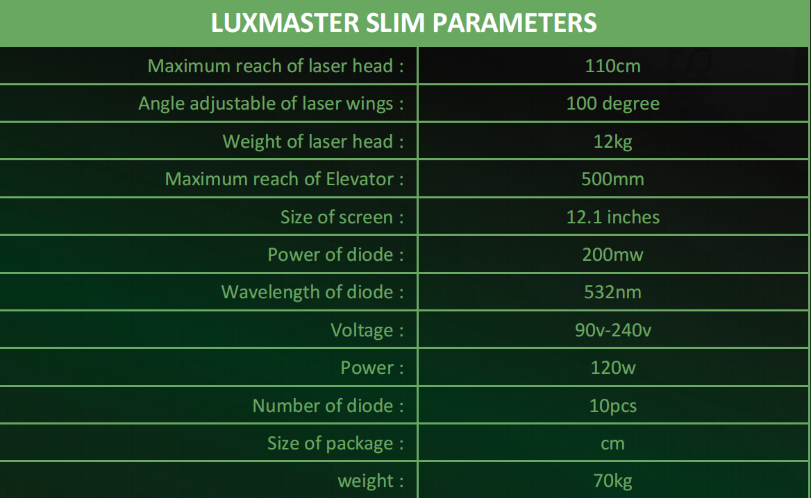 110cm Laser Physiotherapy Machine 10D Green Diode Emerald Laser Fat Reduce Machine