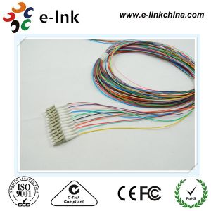 1-meter multicolored 12-fiber Bundled Fan-out OM3 LC pigtail