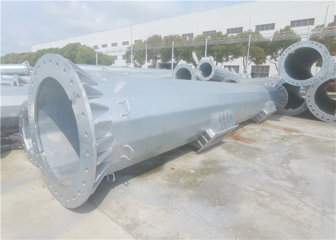 Flange Connection Type Electrical Galvanized Steel Pole With Anchor Bolt Q345