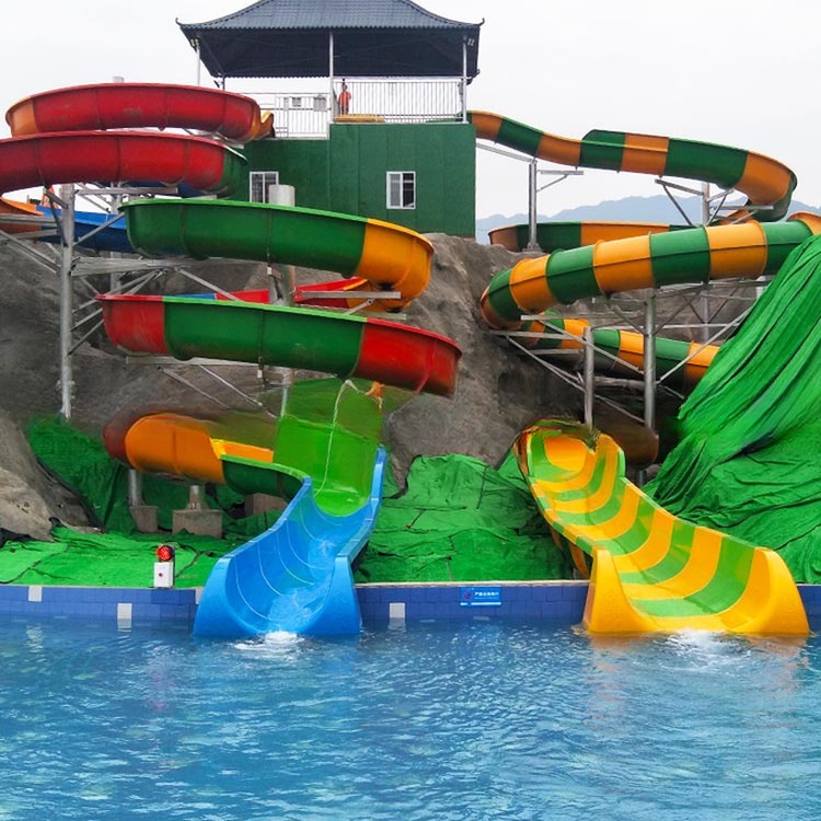 Colorful Fiberglass Spiral Water Slide for Aqua Theme Park