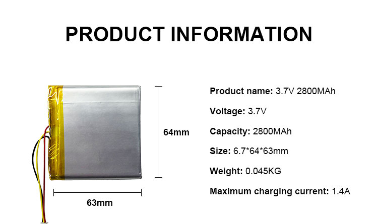 Custom 3.7v 3000mAh LiPo Battery li polymer rechargeable battery LP656360