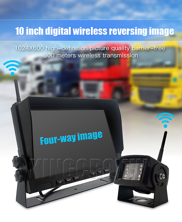 Wireless Backup Camera Vehicle Data Recorder 10 Inch HD LCD Monitor With Antenna