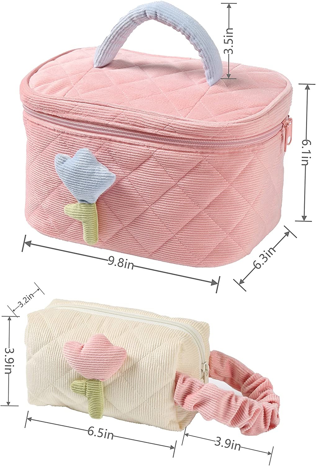 Soft Corduroy Makeup Bag Set Makeup Bag Organizer Bag Large Shock-proof Cute Makeup bag Suitable for la
