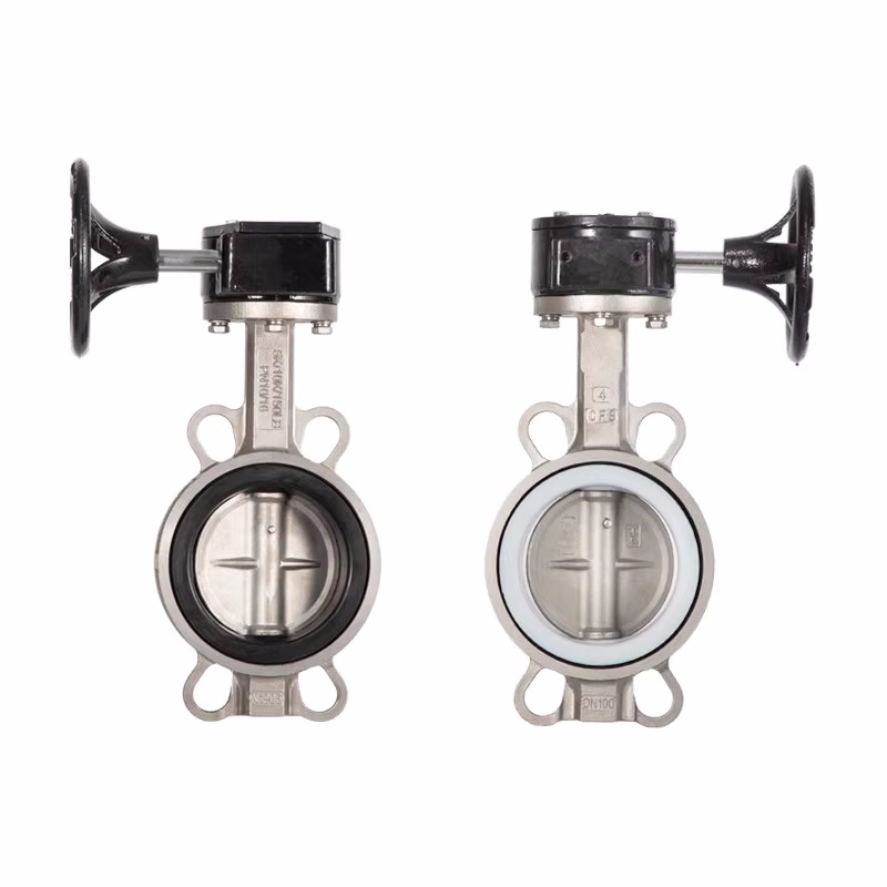 Worm Gear Operated Rubber Seal Wafer Butterfly Valve for Sea Water