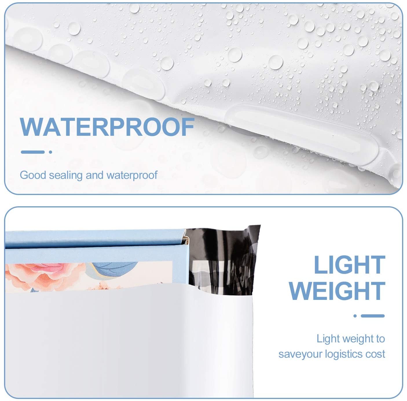 2.5 Mil Envelopes Shipping Bags With Self Sealing Strip , White Poly Mailers
