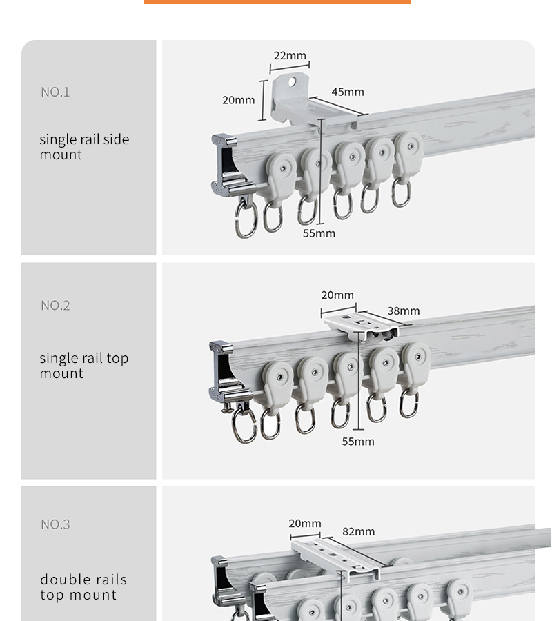 Ceiling Bendable Silent Curtain Track Curved For Shower Room