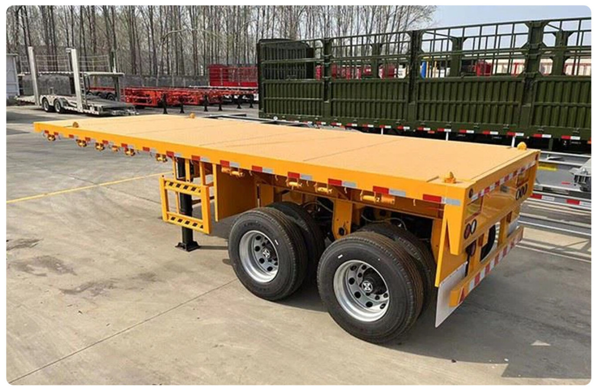 CIMC 2 Axle 30T high strength low alloy steel Q345 air or mechanical suspension 20ft Flatbed Container Semi Truck Trailer