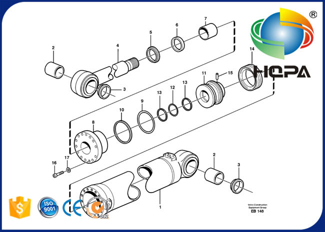 VOE11990437 11990437 Tilting Cylinder Seal Kit For Volvo L50B L50C L50D L50E