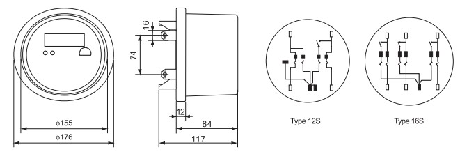 High Quality 12S 12S 16S Round Meter Socket Ansi Socket Three Phase Energy Meter / MEDIDOR KWH RECEPTACULO