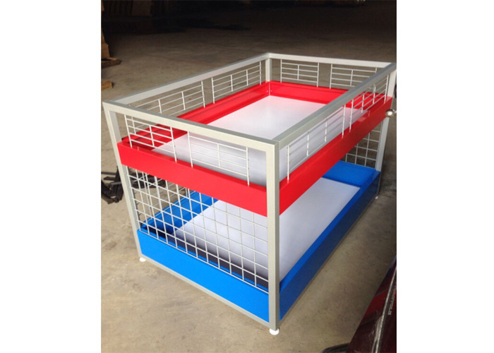 Commercial Two Layers Mobile Promotion Display Counter Four Feet For Supermarket