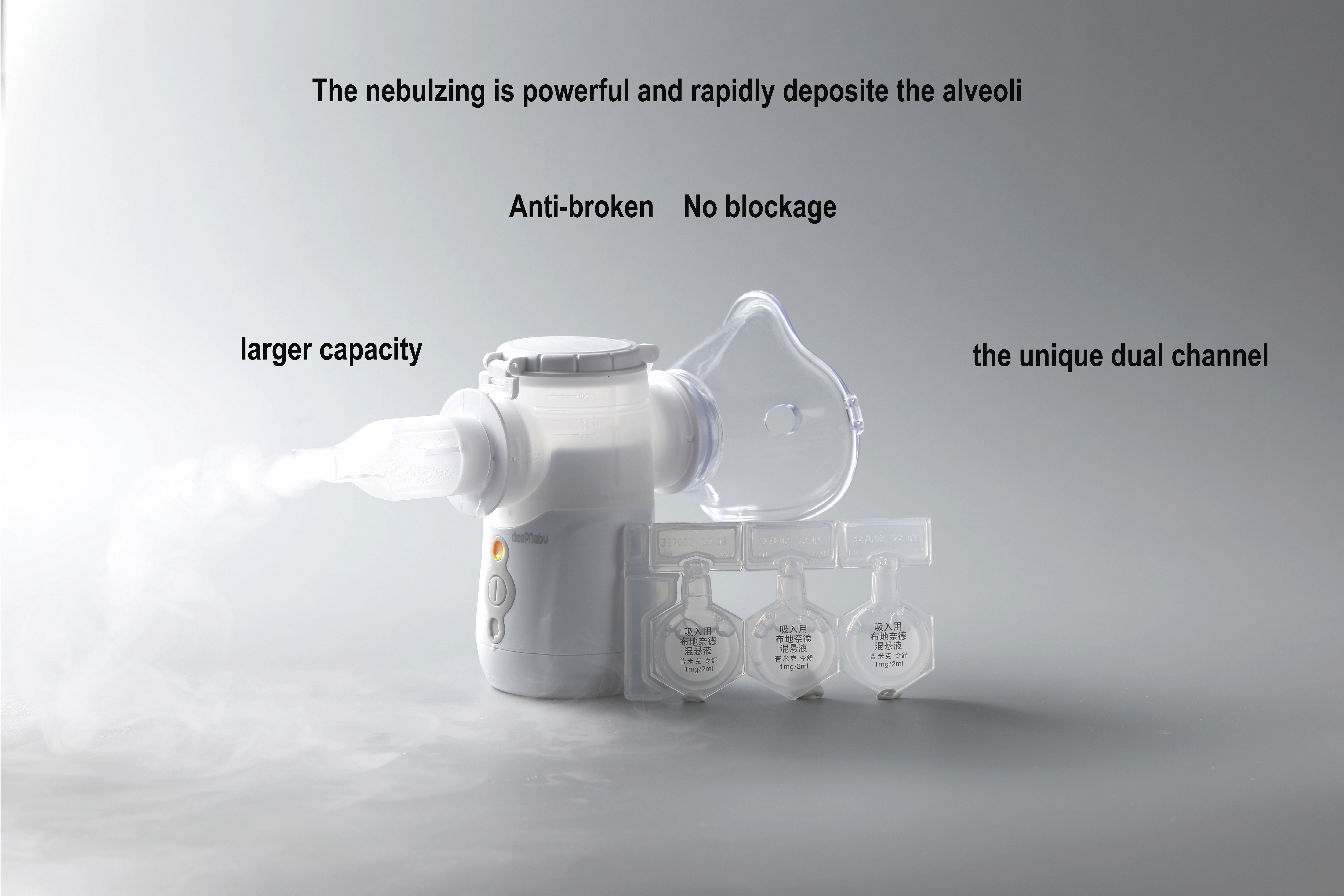 Mesh Nebulizer Machine 2.7μm for Bronchiole Alveoli Diseases, Handheld, Kids & Home Use, IPX5