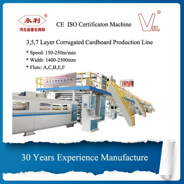 3/5/7 Layer Corrugated Cardboard Production Line With Long Servie Life