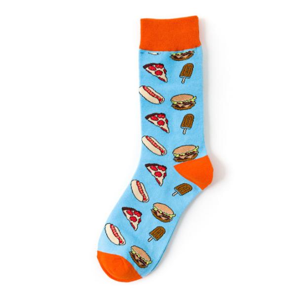 Trendy Men's Stylish gourmet burger pizza cartoon cotton socks creative