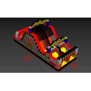 Danger Obstacles Inflatable Bounce House Castles With Two Slides