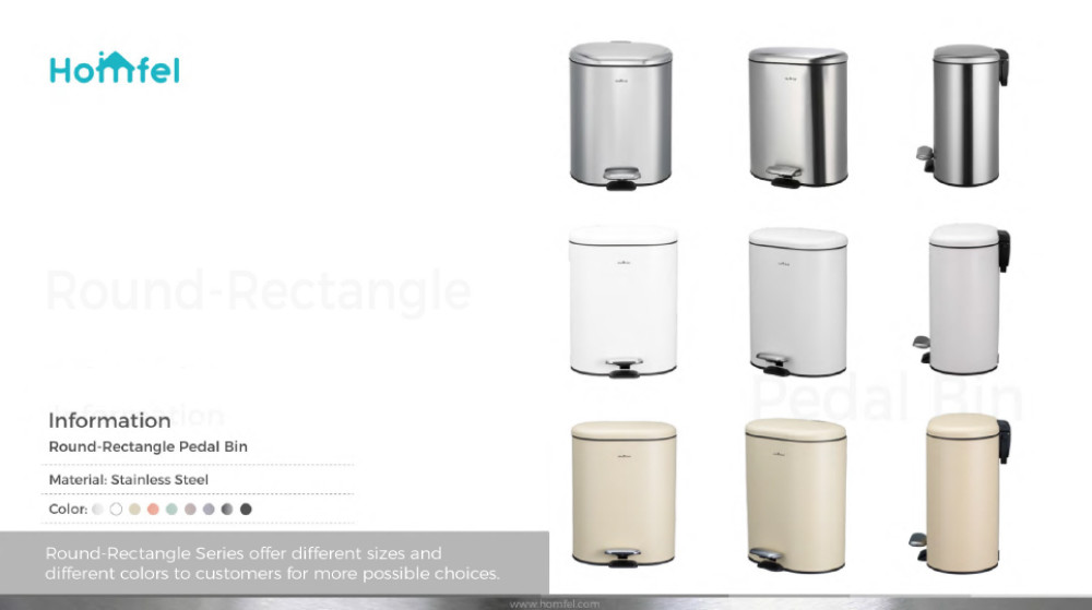 ODM Stainless Steel rounded rectangle Foot pedalTrash Can With Soft Close Lid ktichen trash bin