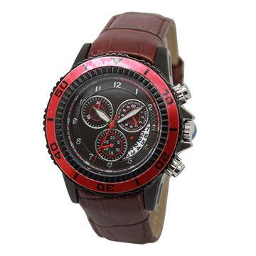 Water Resistant Red Multifunction Wrist Watch For Men 2.2 * 2.0cm,multifunction