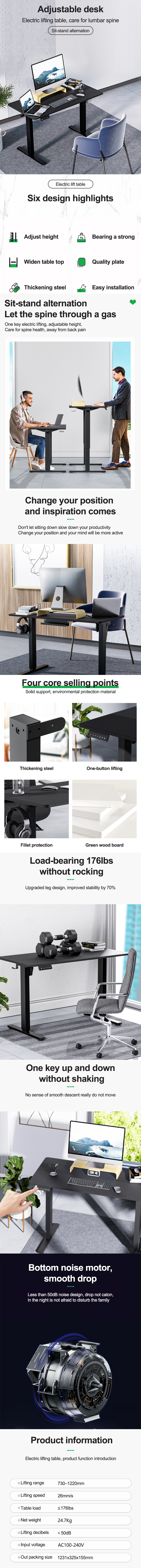 ES1 Sit-Stand Electric Table With Adjustable Height And SPCC Steel Frame