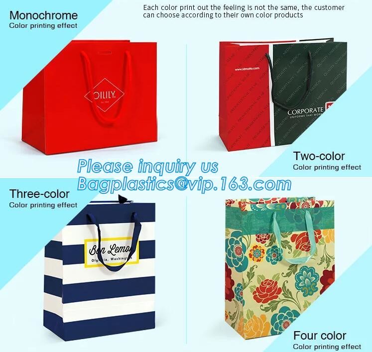 Gold foil stamp matt laminated black handle rope hair extension packaging bag red paper bag,Handle Brown Kraft Gift Pape