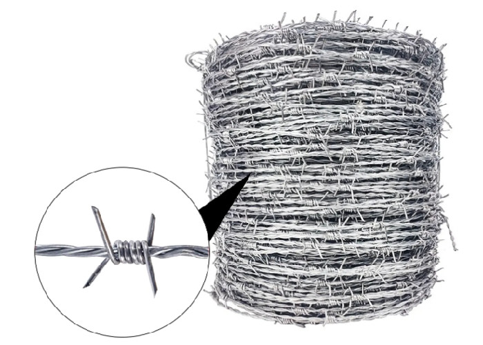 High Carbon Steel Barbed Wire Rustproof Long Term Perimeter Protection