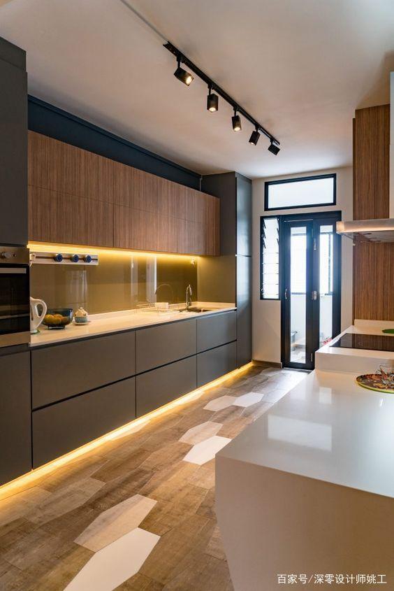 E1 Particleboard Carcass Black Lacquer Kitchen Furniture with Quartz Stone Countertop