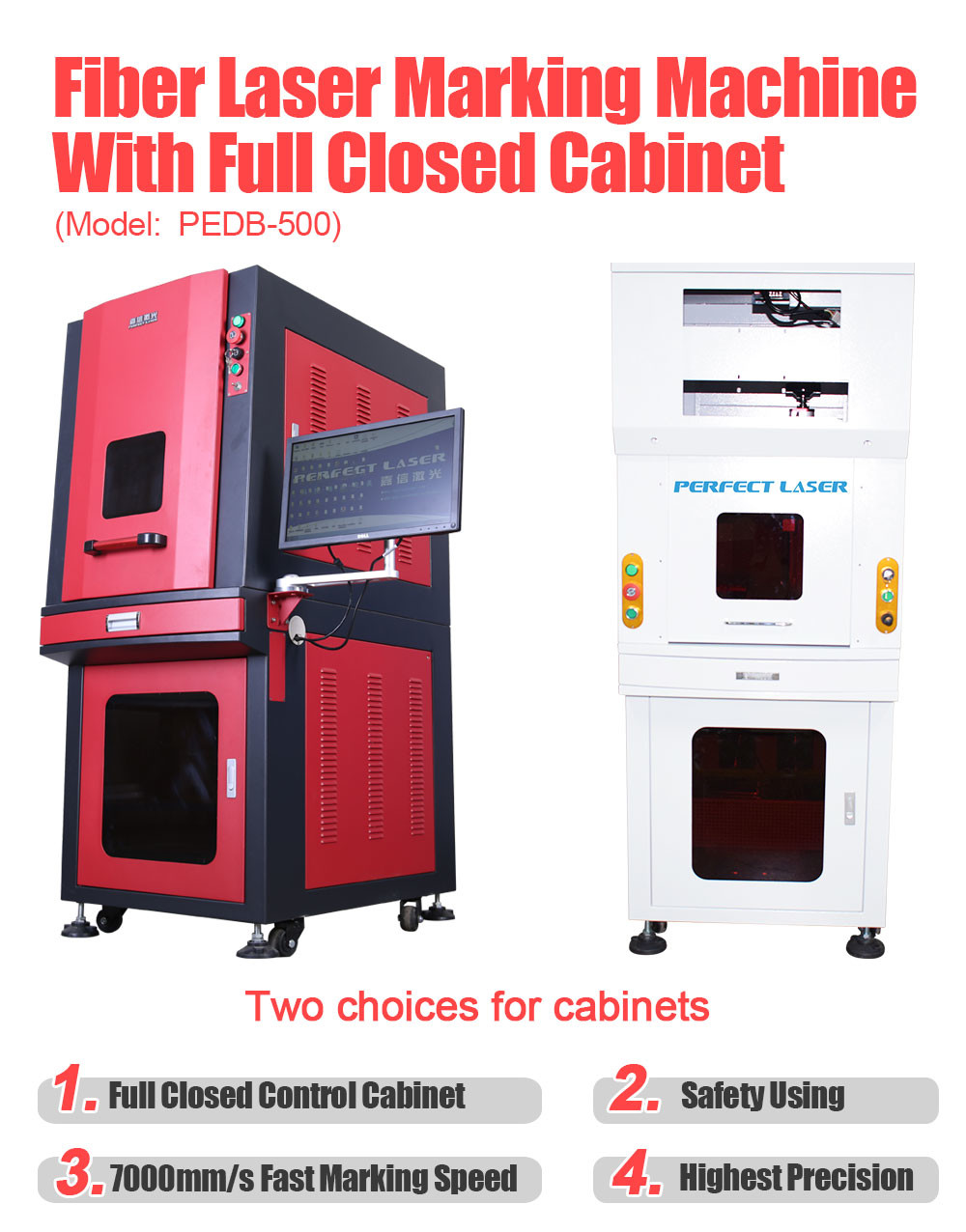 20W Full Enclosed Cabinet Laser Marking Machine For Metal / Non - Metallic Materials