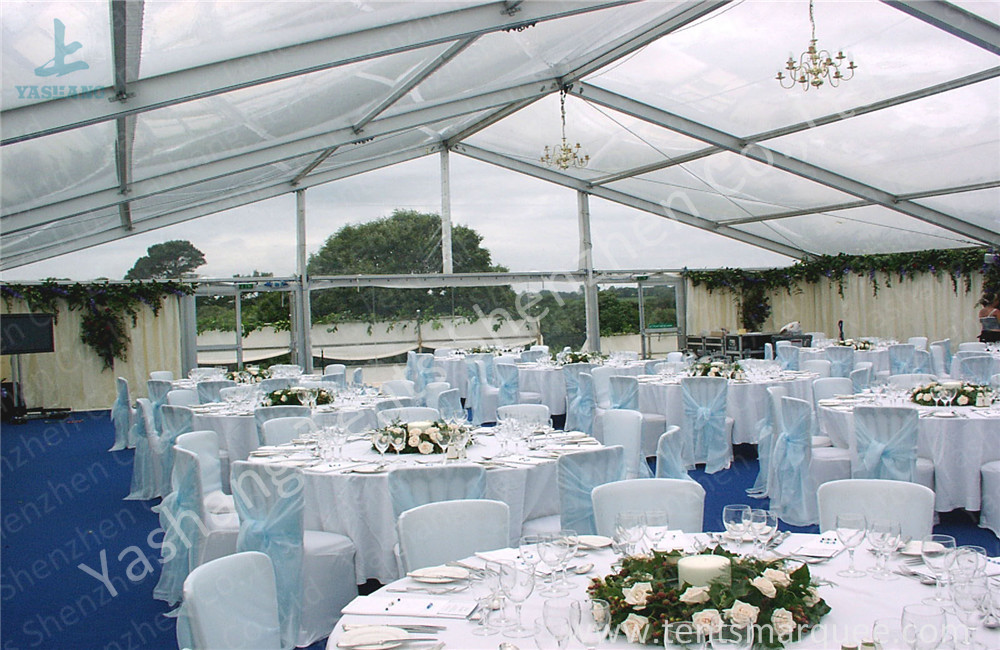 Outside Transparent Party tent with clear roof , PVC Fabric with UV Resistance