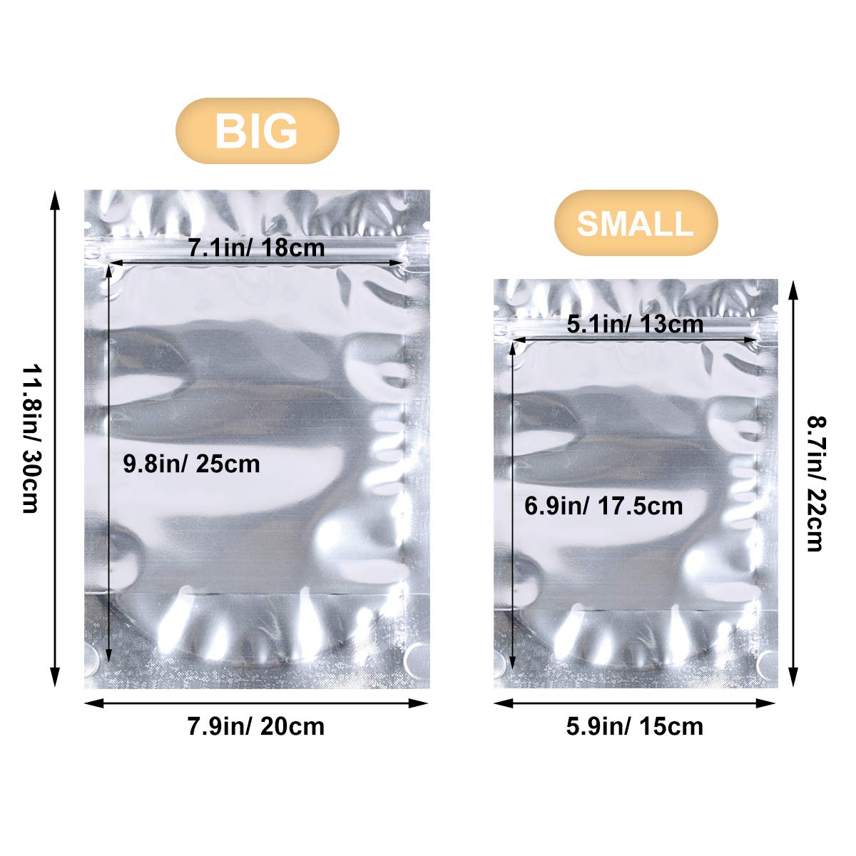 Gloss Heat Seal Custom Mylar Bags Holographic Resealable Pouch With Window OEM