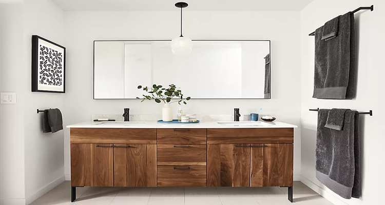 Apartment Bathroom Vanity Combo with Mirror Customized Waterproof Modern Cabinets