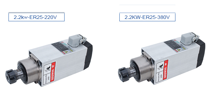 220v or 380v Inverter Drive GDZ 93*82-2.2 2.2KW Air Cooled Spindle Motor for CNC Router