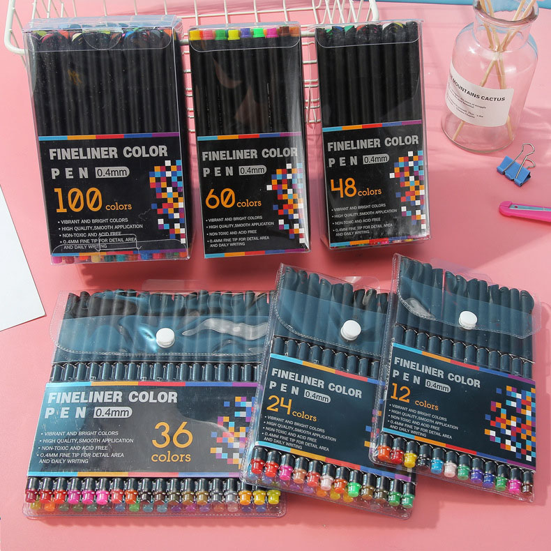 Watercolor Art Marker Pen Set of 12 Fine Point Markers for Writing and Fineliner Art