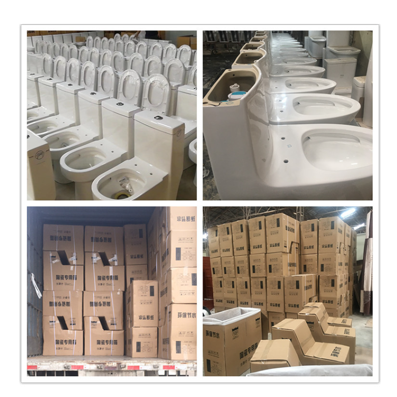 Upper Cistern Wc Ceramic One-Piece Toilet for Bathroom Set Floor Mounted Installation
